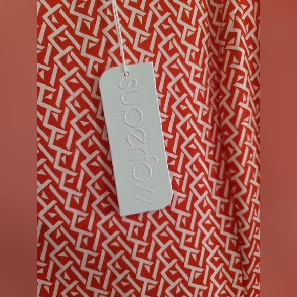 NWT Superfoxx Geometric Print Sleeveless Waist Tie Midi Dress XL Red White - Picture 5 of 7